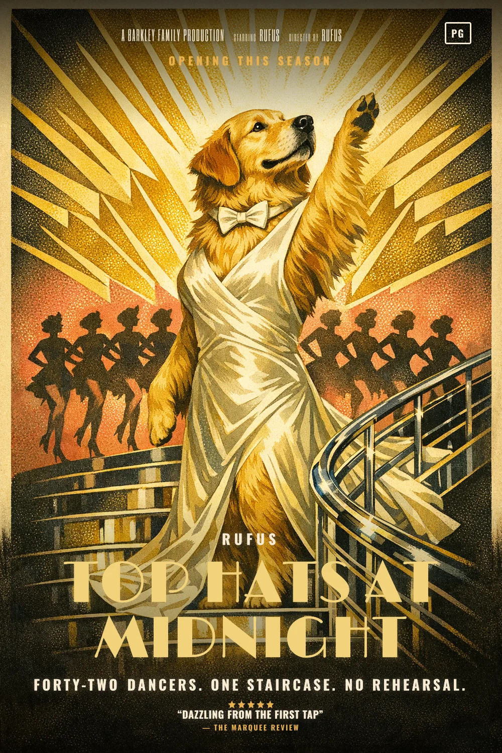 Rufus as the lead of a Deco Musical 1933 poster: undefined