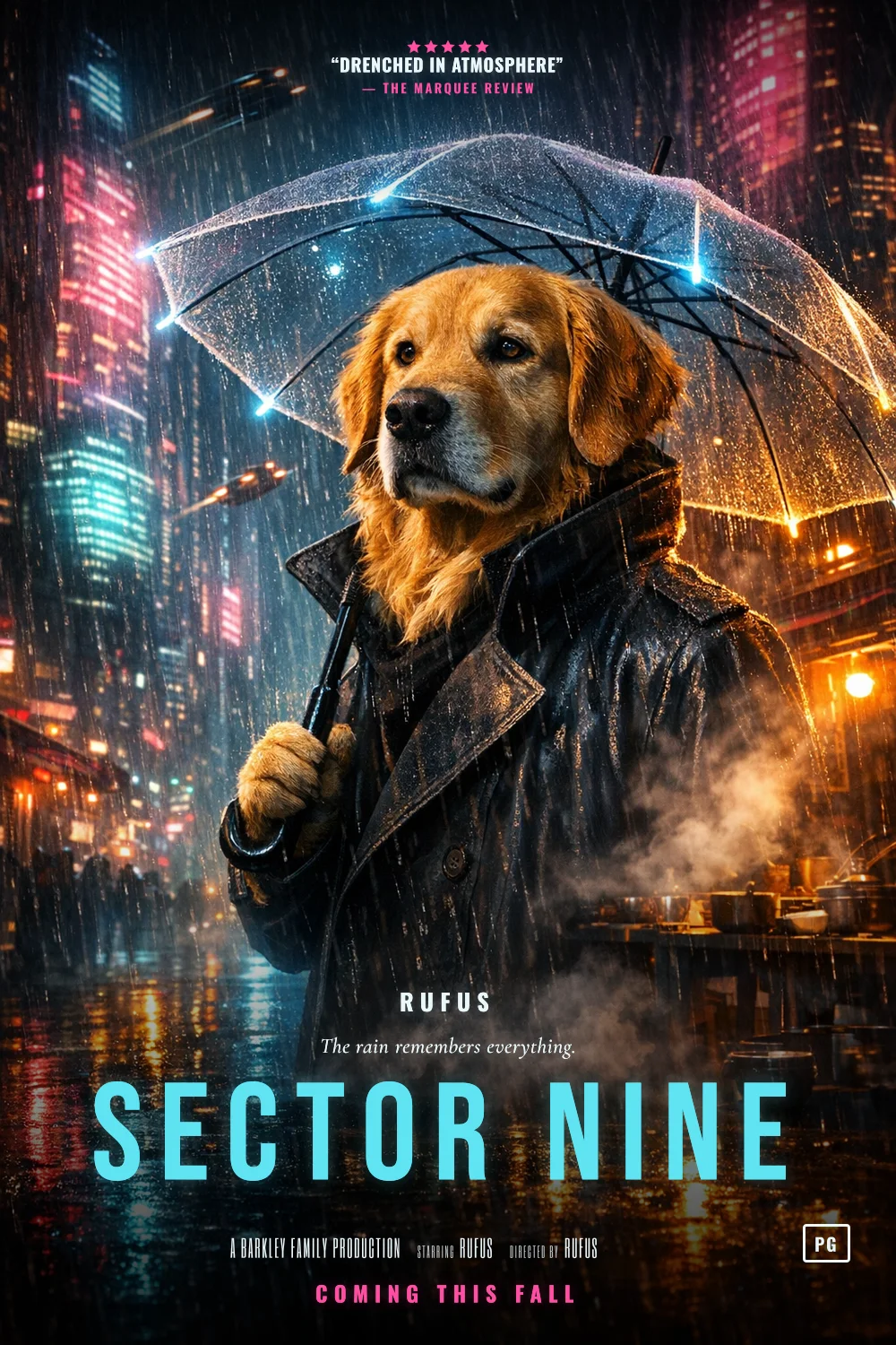 Rufus as the lead of a Neon Megacity 2019 poster: undefined