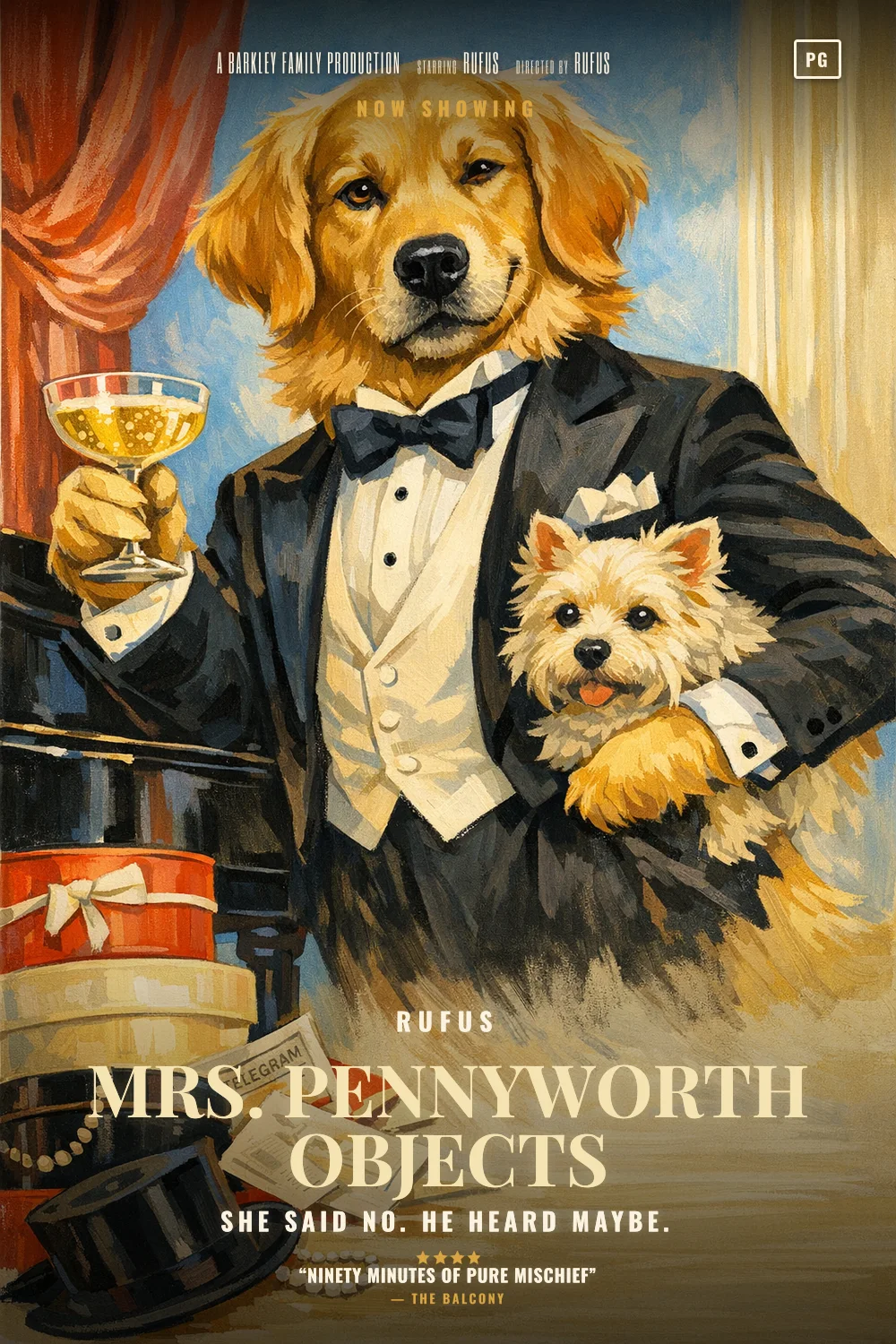 Rufus as the lead of a Screwball 1938 poster: undefined