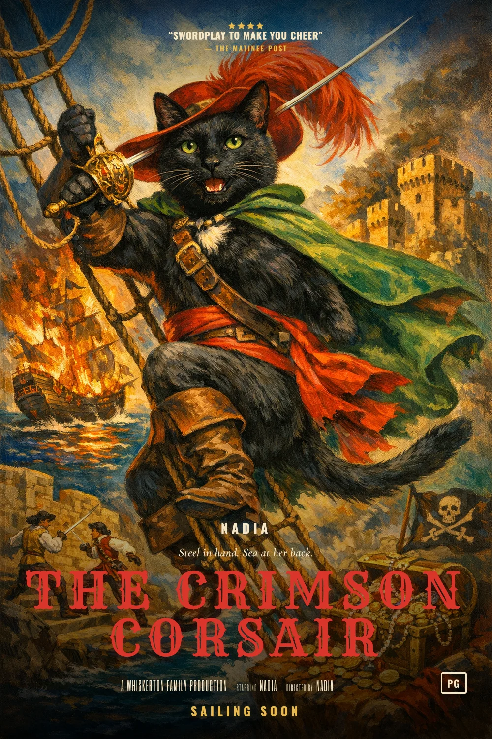 Nadia as the lead of a Swashbuckler 1938 poster: undefined