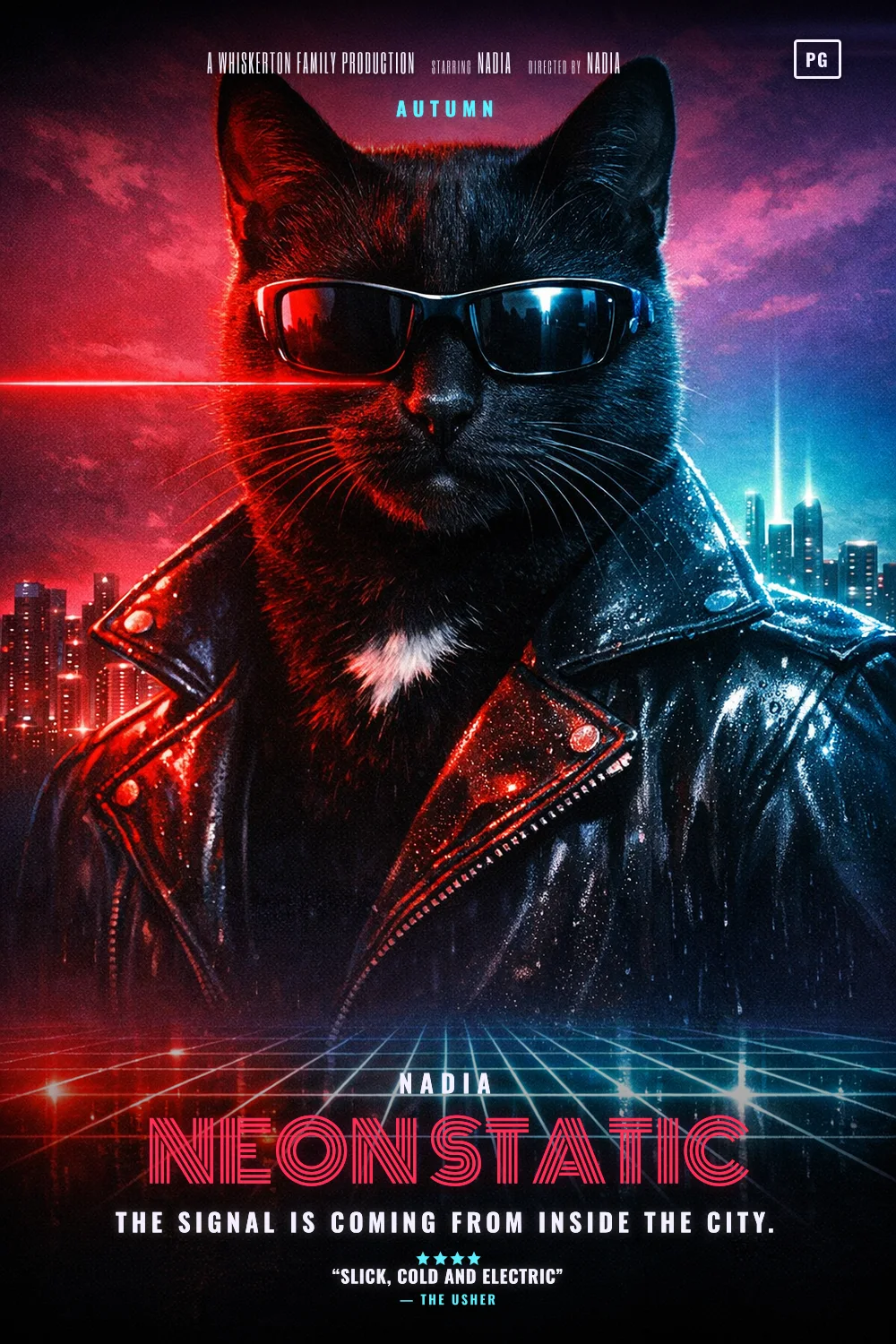 Nadia as the lead of a Chrome Thriller 1984 poster: undefined
